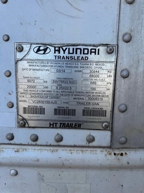 2015 HYUNDAI DRY VAN 2015 HYUNDAI DRY VAN - image 3 of 6
