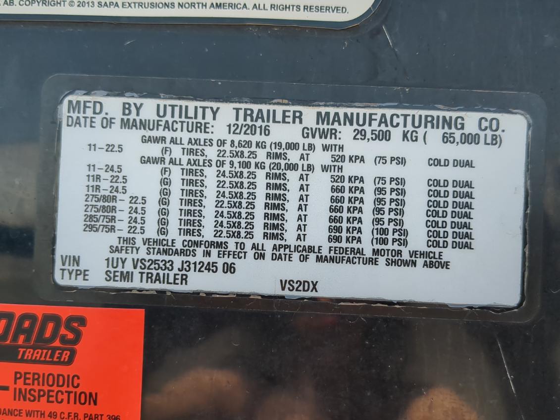 2018 DRY VAN UTILITY 805933-02 2018 DRY VAN UTILITY 805933-02